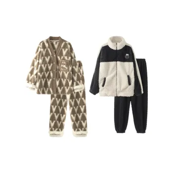 Chun Xi Pajama Set Unisex White Brown Gray White