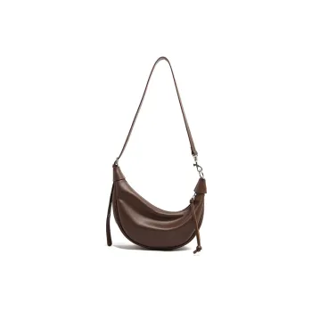 MICOCAH PU Croissant Bag Shoulder Bag Regular Women's Dark Tea Coffee/Lime Green/Night Black