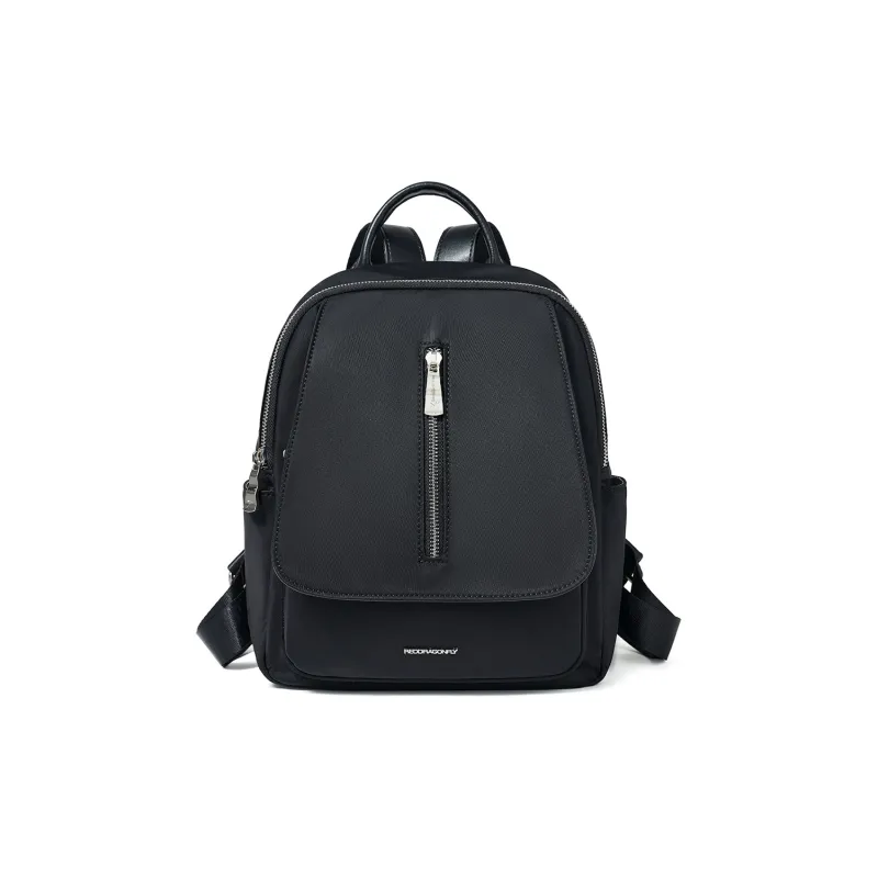 RED DRAGONFLY Microfiber Synthetic Leather Backpack Medium Size Women's Black-0
