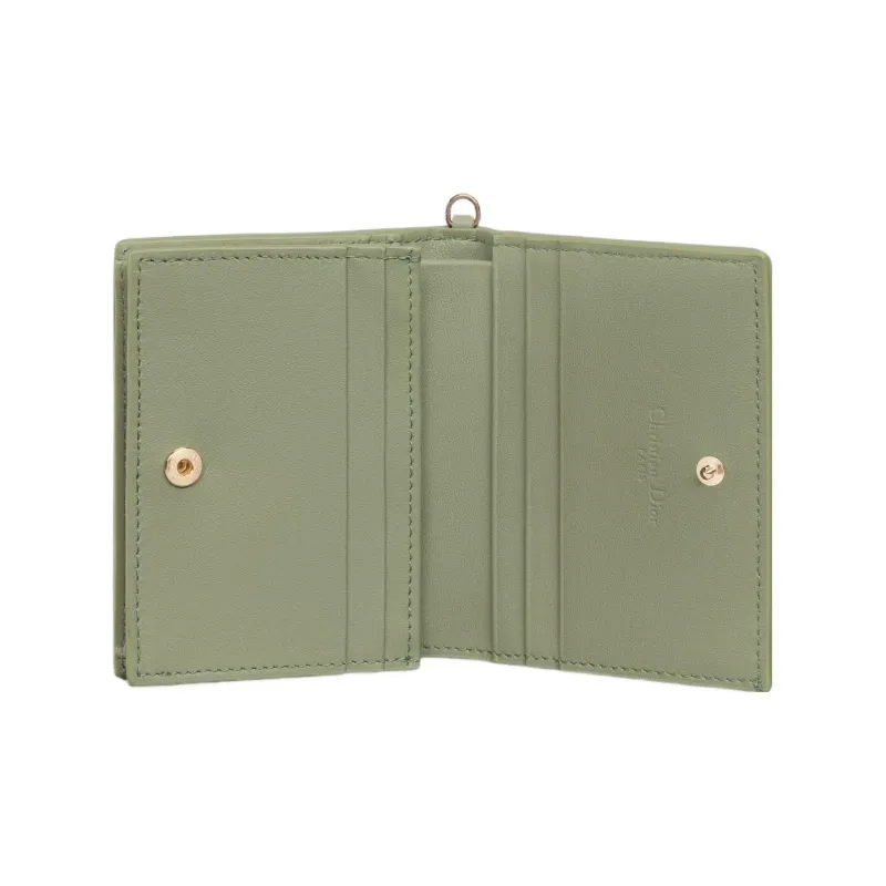 DIOR Lady Dior Lambskin Wallet Mini Women's Cactus Green-4