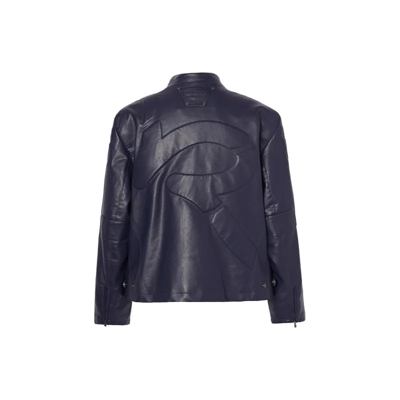 ROCAWEAR Leather Jacket Coat Unisex Navy Blue-1