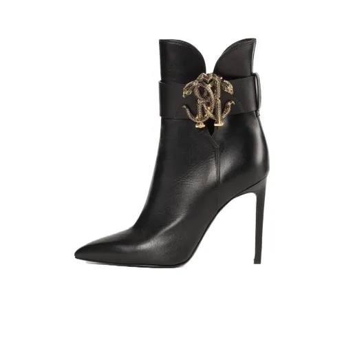 Roberto Cavalli Snake-logo Leather Bootie