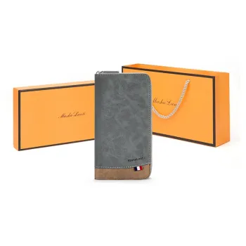 MashaLanti Synthetic Leather Clutches Wallets Regular Men's Gray With Coffee