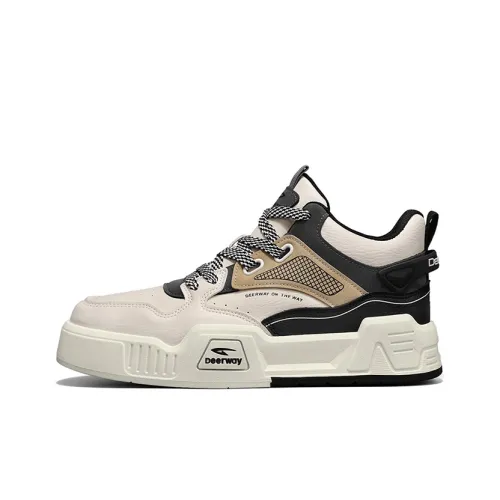 DEERWAY Skateboard Shoes Men High-Top Beige Grey Brown