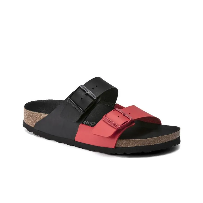 Birkenstock Arizona Slide Slippers Unisex Black Red Narrow Fit-1