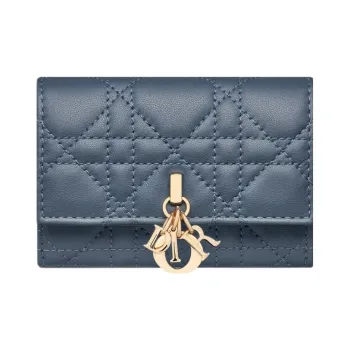DIOR Sheepskin Wallet Extra Small Women's Midnight Blue