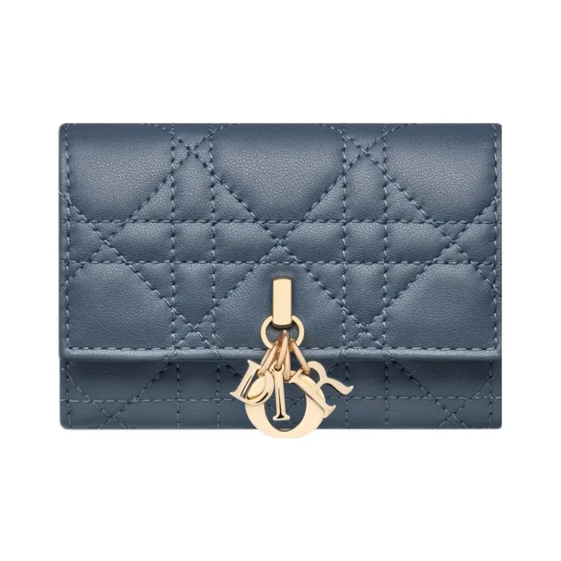 DIOR Sheepskin Wallet Extra Small Women's Midnight Blue-0