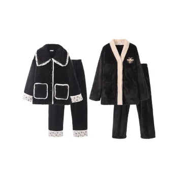 Chun Xi Pajama Set Unisex Black Floral Black Bee