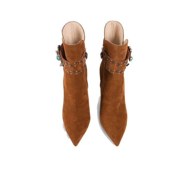 Roberto Cavalli Logo-plaque Suede Booties-4