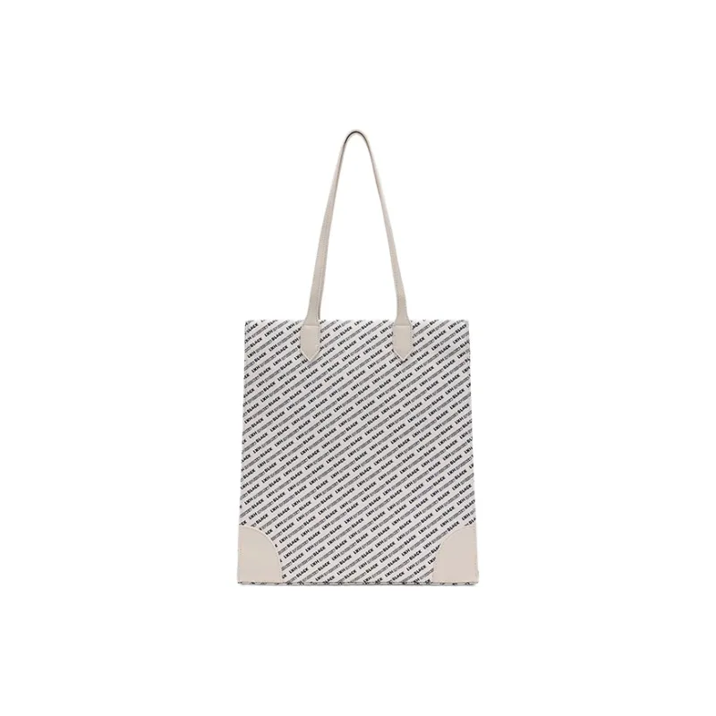 SEM/R X Luo Xiaohei Collaboration PU With Nylon Fabric Shoulder Bag Women's Ecru/Black-7