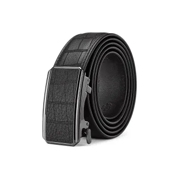 FAIRWHALE Premium Brand Automatic Buckle Deerskin Business Genuine Leather Belts Men's Width 3.5CM