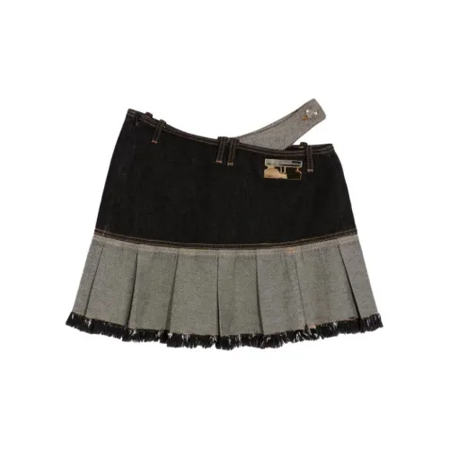 Bebe Denim Short Skirts Women's Black Gray