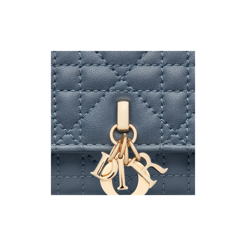 DIOR Sheepskin Wallet Extra Small Women's Midnight Blue-4