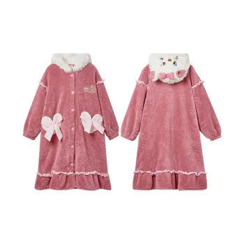 GUKOO Bath Robes Women's Cherry Red