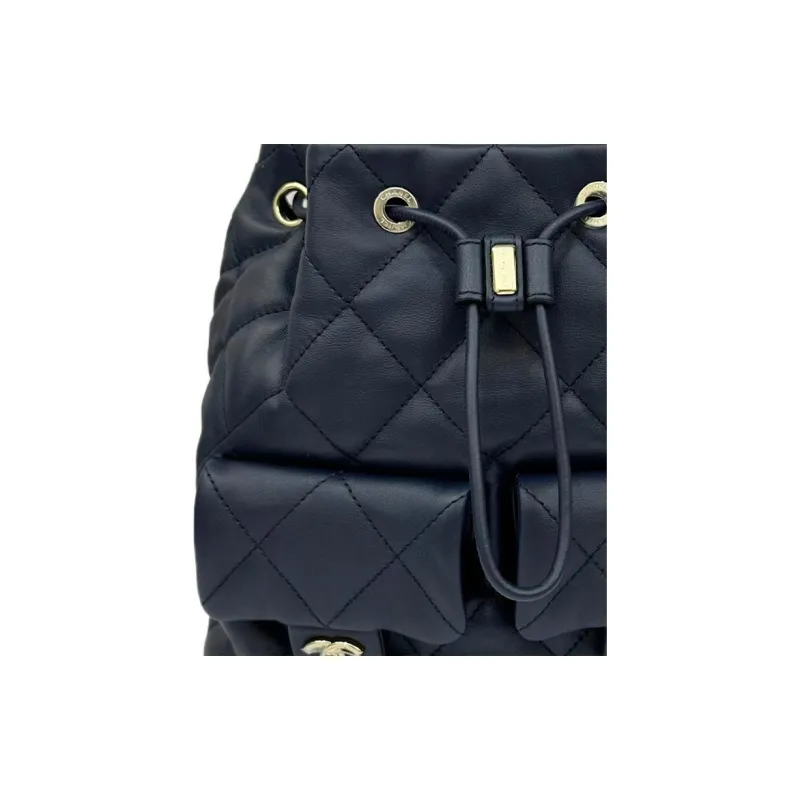 CHANEL Calfskin Hobo Bag Backpack Trumpets Women's Dark Blue-1