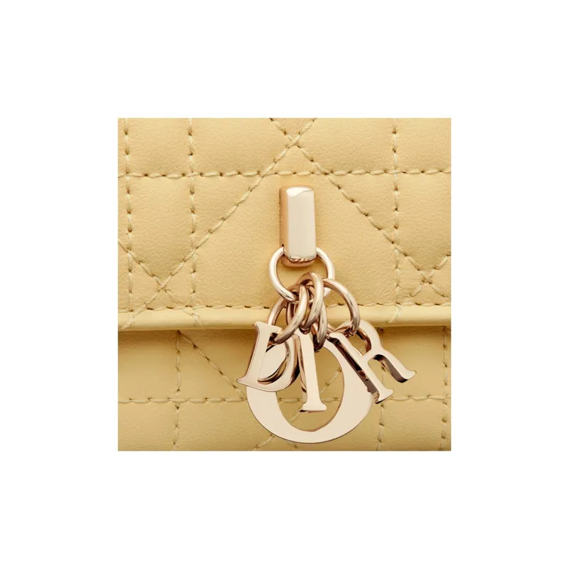 DIOR Sheepskin Wallet Extra Small Women's Light Yellow-4