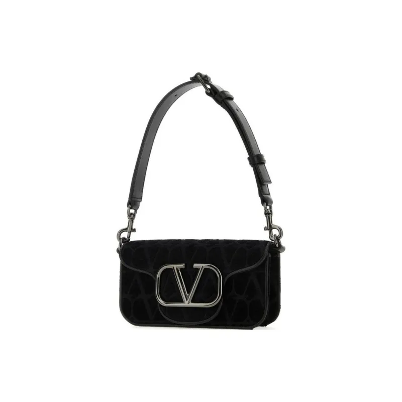 Valentino Cotton With Sheepskin Portable Crossbody Bag Shoulder Bag Men's Black-1