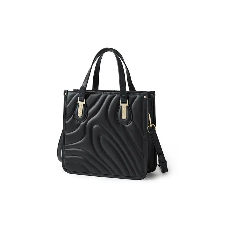 RED DRAGONFLY Split Cow Leather Shoulder Bag, Crossbody Bag, Handbag Medium Size Women's Black-1