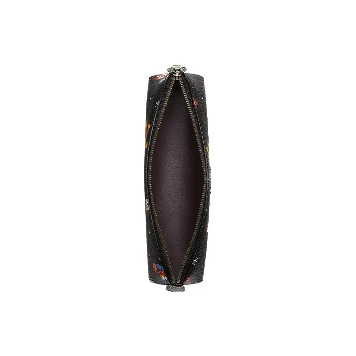COACH Disney Collaboration Pencil Case Coated Canvas With Smooth Leather Pencil Case Storage Bag Unisex Bronze-4
