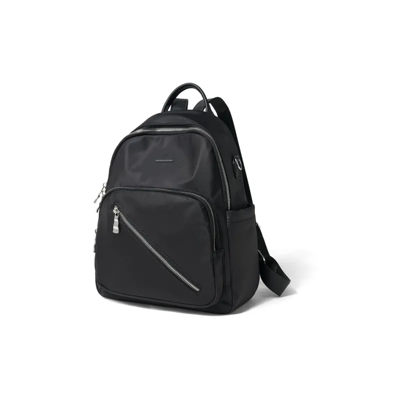 RED DRAGONFLY Fabric With Microfiber Synthetic Leather Travel Bag Backpack Women's Black-2