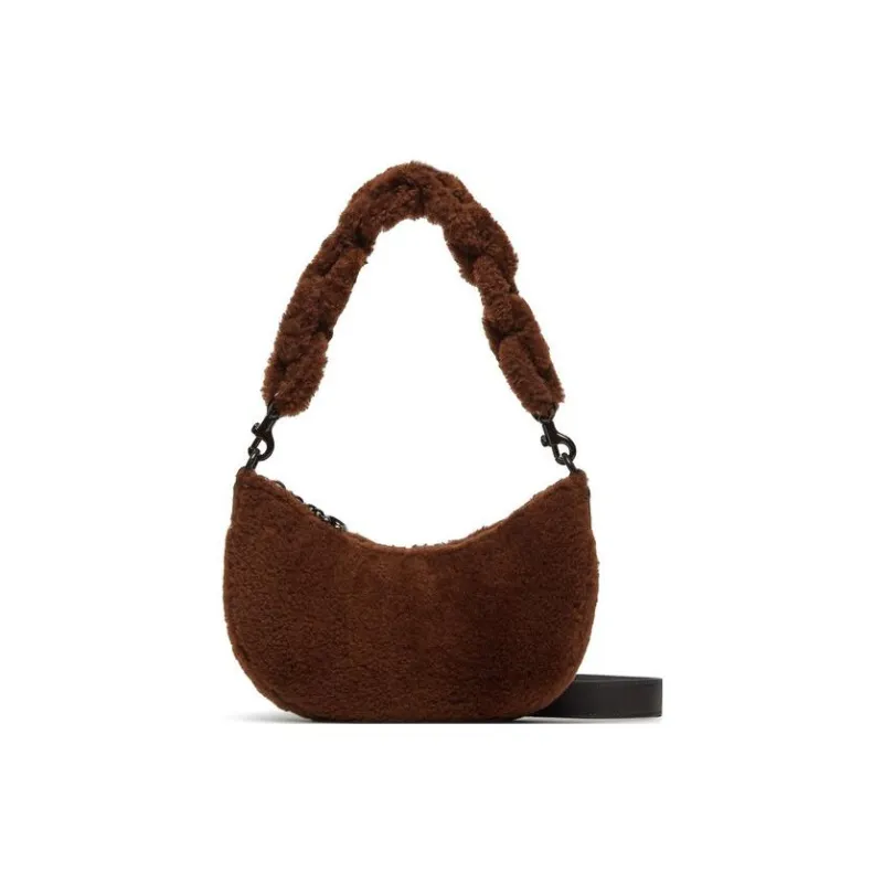 COACH Mira Shearling Dumpling Bag, Portable Crossbody Bag, Shoulder Bag Women's Brown-1