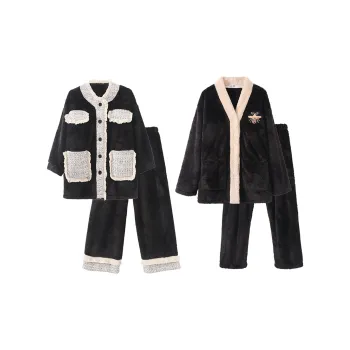Chun Xi Pajama Set Unisex Black Cuff Black Bee