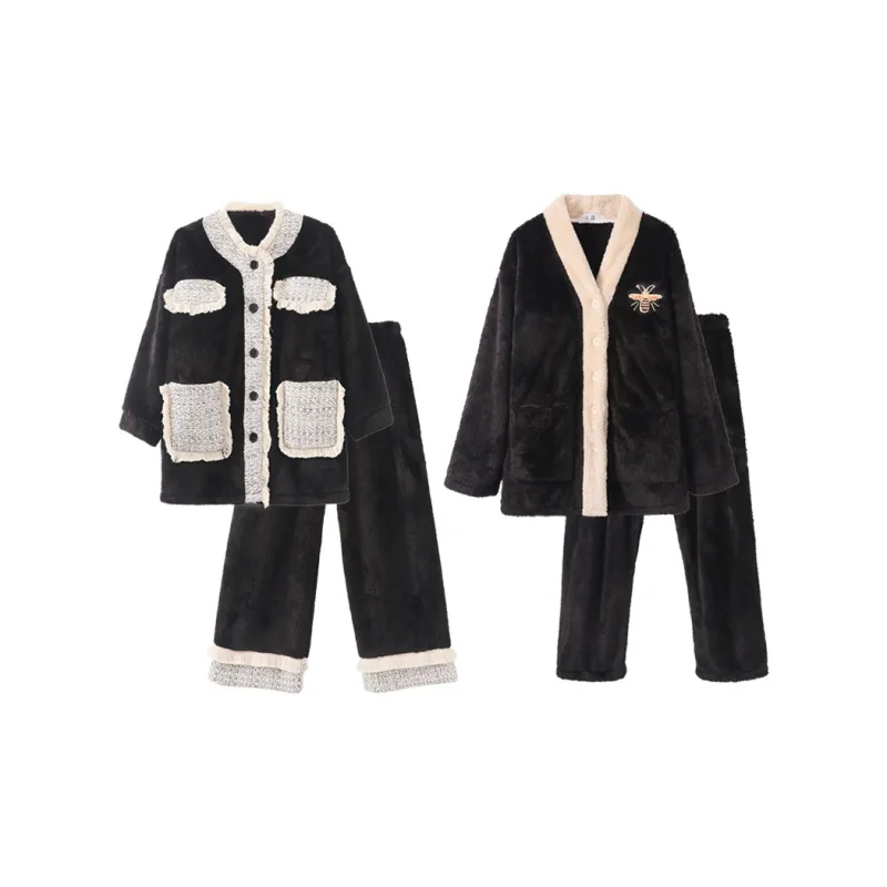Chun Xi Pajama Set Unisex Black Cuff Black Bee-0