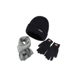 Navy Blue Warm Hat+Warm Scarves+Warm Gloves