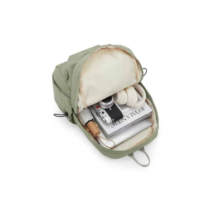 RIOREX Fabric Computer Travel Bag Backpack Unisex Black/Ecru/Dusty Pink/Gray Green/Khaki-28