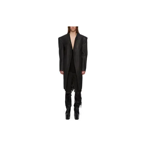 RICK OWENS Leather Jackets Men Black