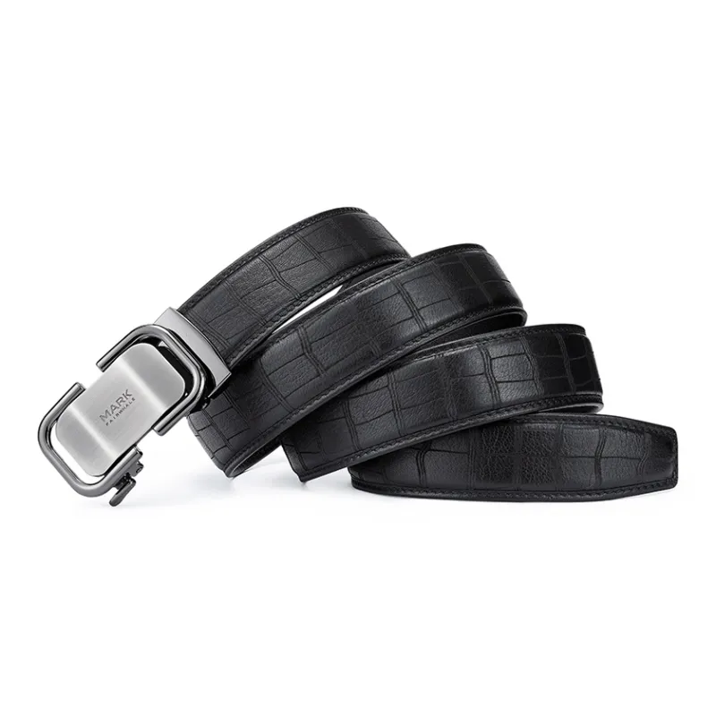 FAIRWHALE Slip Back Automatic Buckle Business Leather Leather Belts Men's Width 3.5CM-2