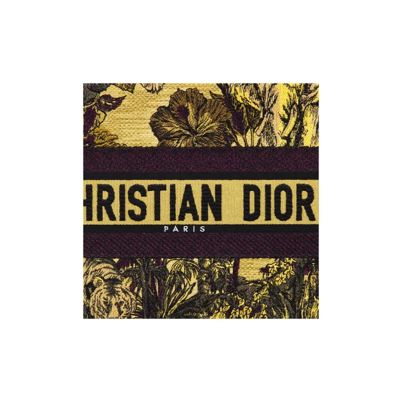 DIOR BookTote Embroidery Tote Bag Shopping Bag Handbag Medium Size Women's Yellow & Multicolor-4