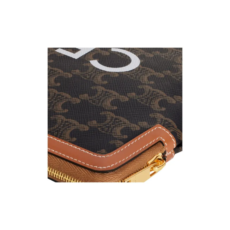 CELINE Cow Leather Binding Clutch Small Size Women's Tawny-4