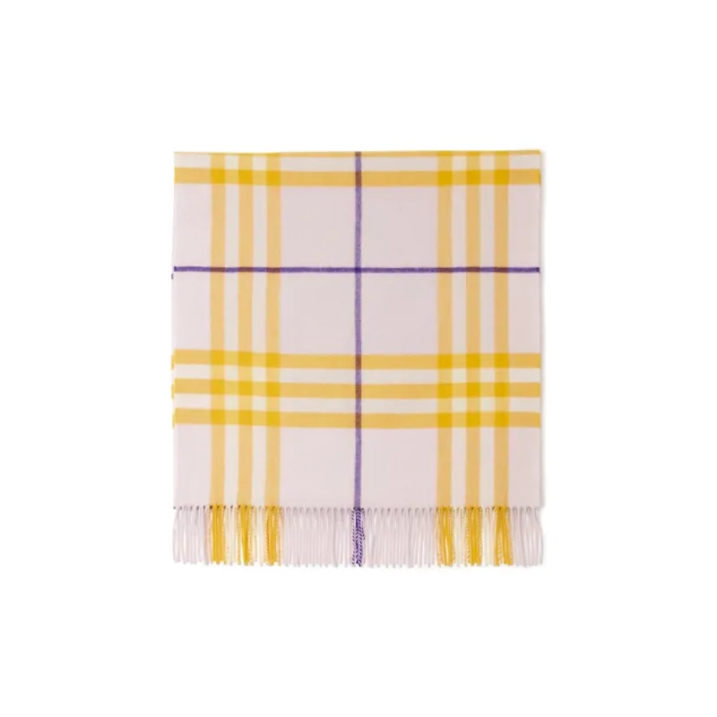 Burberry Check Pattern Fringed Cashmere Scarf-1