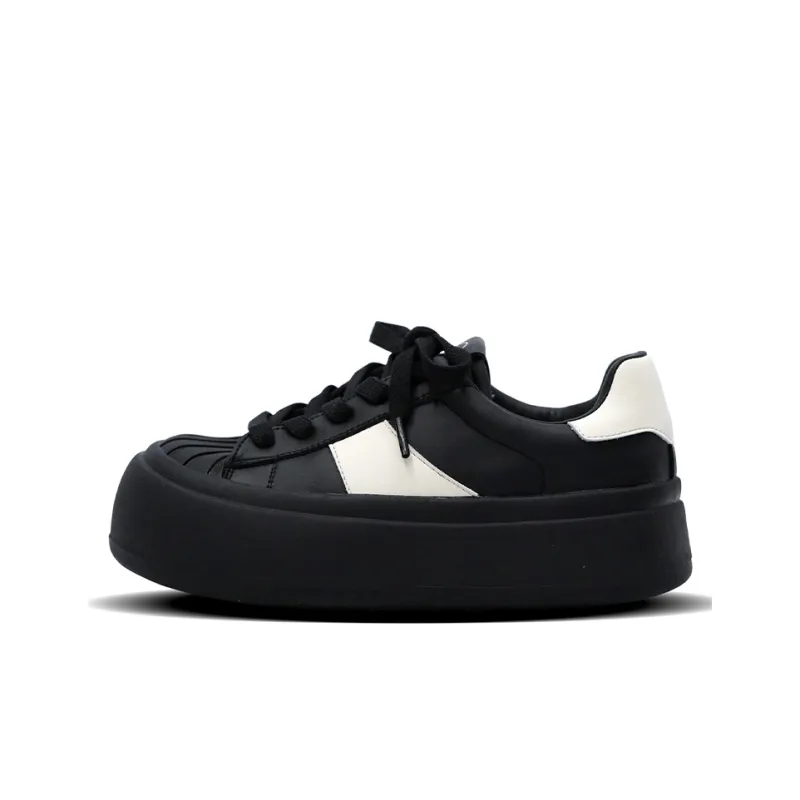EYGPAP Skateboard Shoes Women's Low Top Black/Beige-4