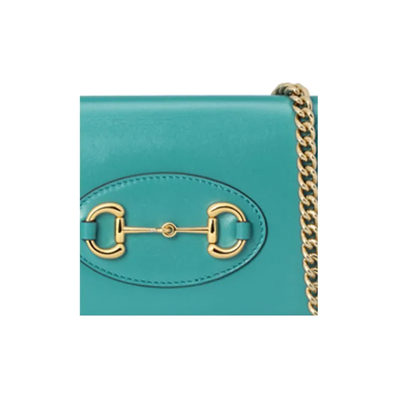 GUCCI Horsebit 1955 Leather WOC Small Crossbody Bag Shoulder Bag Crossbody Bag Small Size Women's Light Blue-5