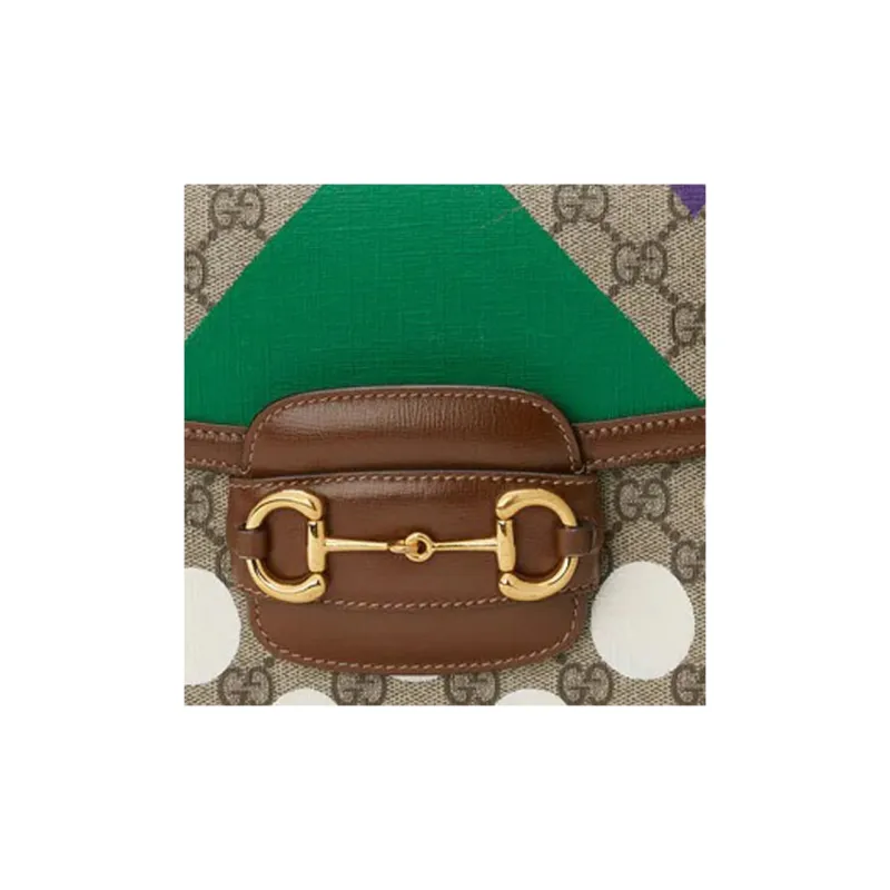 GUCCI Horsebit 1955 Canvas With Leather Saddle Bag, Shoulder Bag, Crossbody Bag Trumpets Unisex Ebony/Brown-7