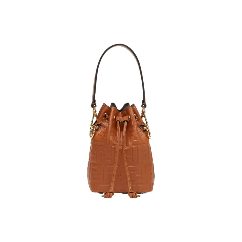 FENDI Mon Tresor Leather Bucket Bags Shoulder Bag Crossbody Bag Handbag Mini Women's Brown-0