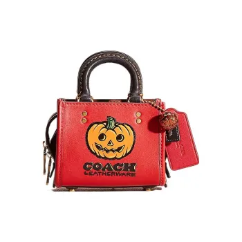 COACH Rogue Glove Tanning Tote Bag Shopping Bag Handbags Mini Women's Brass & Bold Red