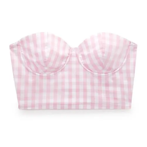 ZARA Strapless Tops Women's Pink