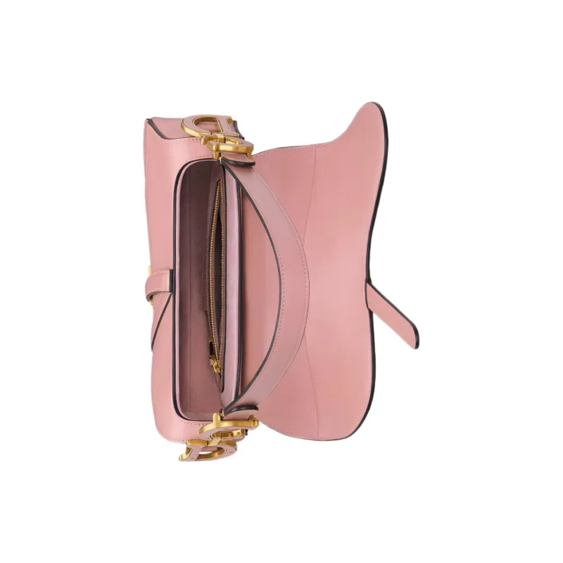 DIOR Smooth Calf Leather Saddle Bag, Shoulder Bag, Crossbody Bag, Handbag Women's Vintage Pink-3