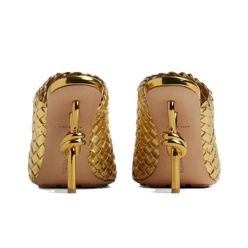 Bottega Veneta Knot Slide Slippers Women's Gold-3