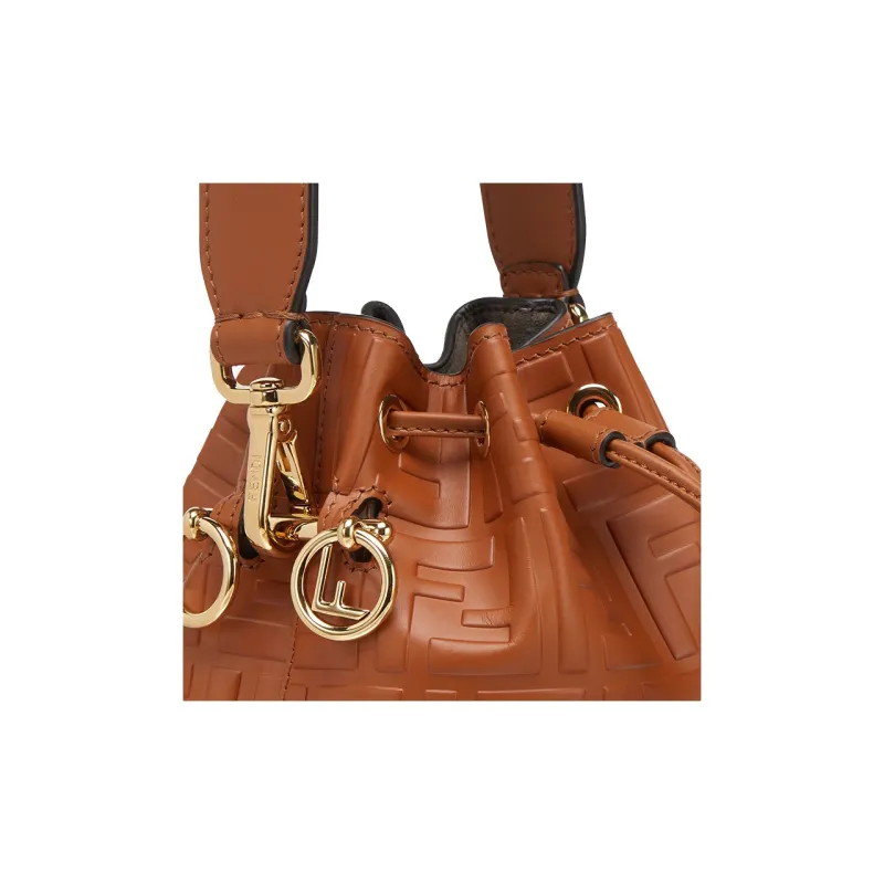 FENDI Mon Tresor Leather Bucket Bags Shoulder Bag Crossbody Bag Handbag Mini Women's Brown-4