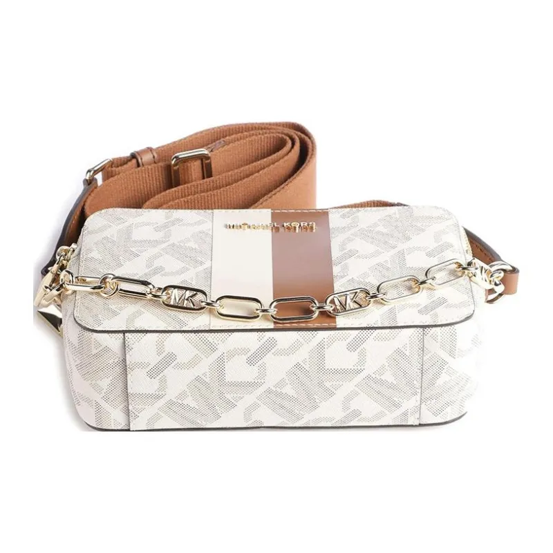 MICHAEL KORS Jet Set Leather Camera Bag, Shoulder Bag, Crossbody Bag Trumpets Women's Vanilla White-2