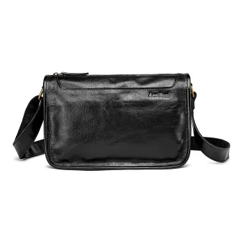 Ace Paul Cow Leather Shoulder Bag, Crossbody Bag Medium Size Unisex Black/Red Brown