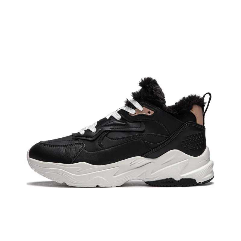 LiNing Defender Warm Mid Top Running Shoes Women's Black White-0