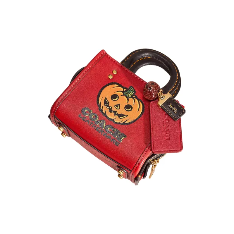 COACH Rogue Glove Tanning Tote Bag Shopping Bag Handbags Mini Women's Brass & Bold Red-2