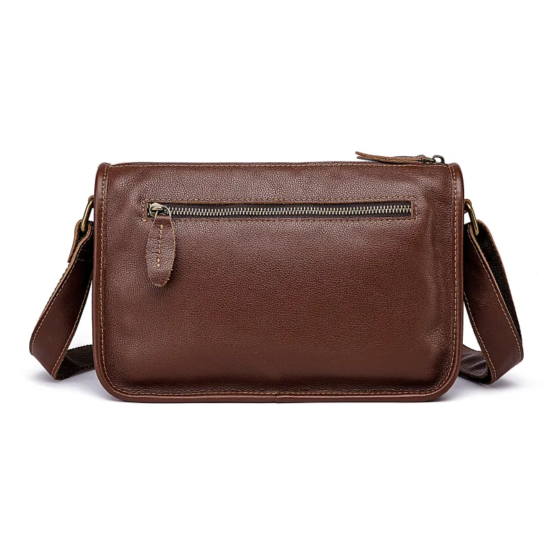 Ace Paul Cow Leather Shoulder Bag, Crossbody Bag Medium Size Unisex Black/Red Brown-8
