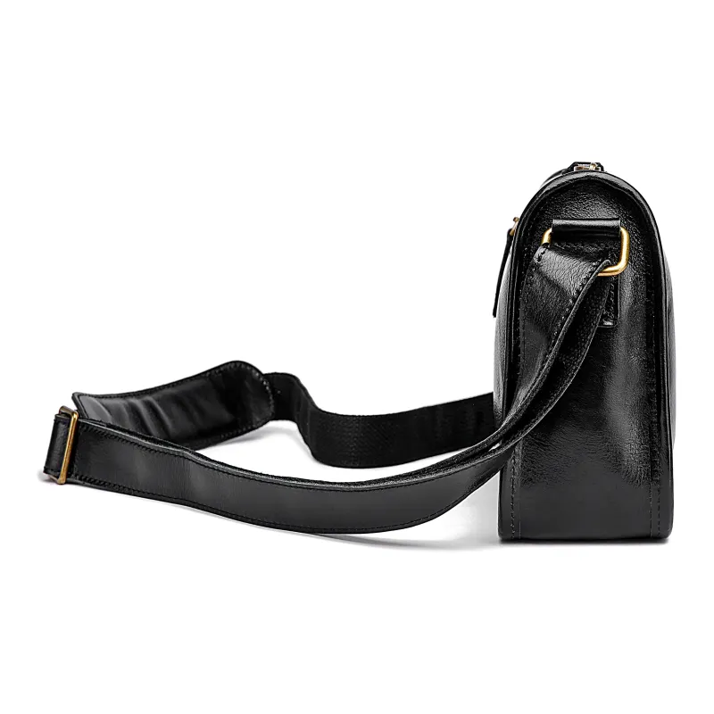 Ace Paul Cow Leather Shoulder Bag, Crossbody Bag Medium Size Unisex Black/Red Brown-2