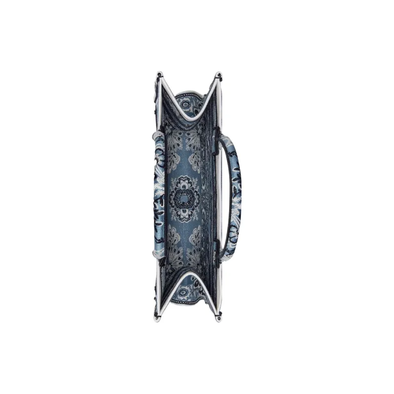 DIOR BookTote Embroidery Tote Bag Shopping Bag Handbag Medium Size Women's Denim Blue-2